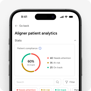 Aligner Patient Compliance page - View compliance for each patient